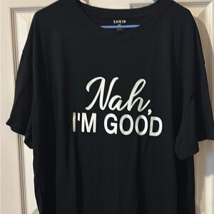 SHEIN Black Short Sleeve Tee with Bold Text
